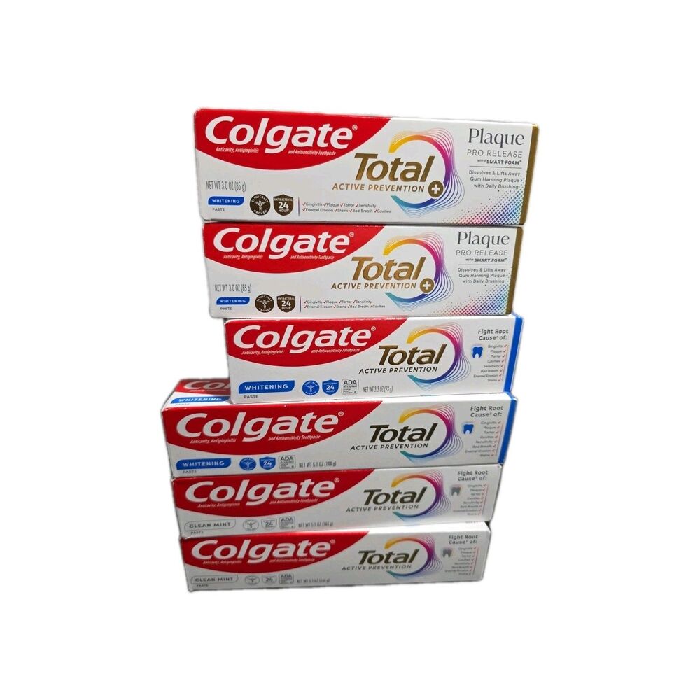 Pack Of 6‎ Colgate Total Active Protection Toothpaste, 3.3oz /5.1oz